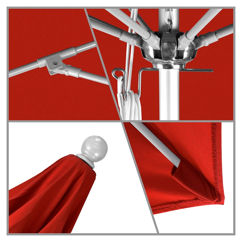 California Umbrella Venture 7.5' Silver Market Umbrella in Jockey Red