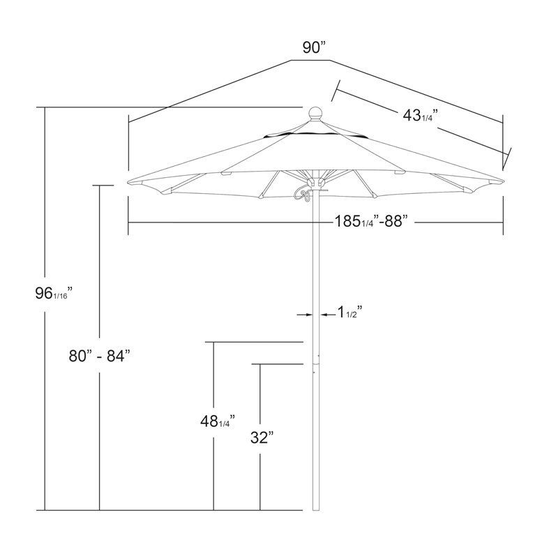 California Umbrella Venture 7.5' Silver Market Umbrella in Heather