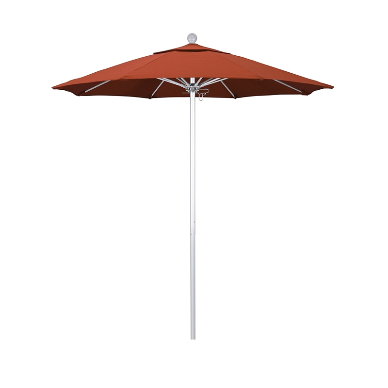 California Umbrella Venture 7.5' Silver Market Umbrella in Sunset
