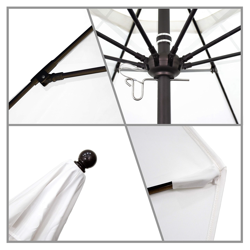 California Umbrella Venture 7.5' Silver Market Umbrella in Champagne