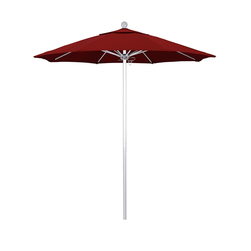 California Umbrella Venture 7.5' Silver Market Umbrella in Red