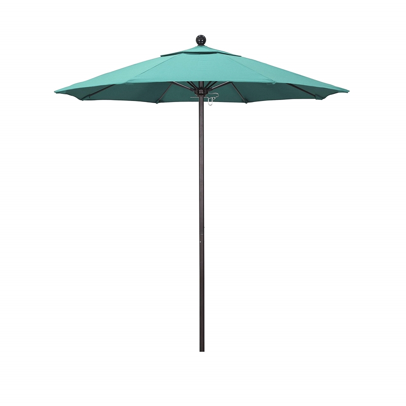 California Umbrella Venture 7.5' Bronze Market Umbrella in Blue