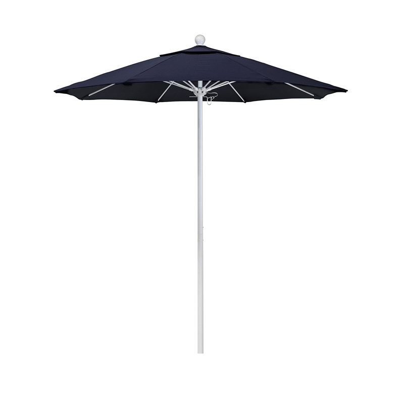 California Umbrella Venture 7.5' White Market Umbrella in Navy