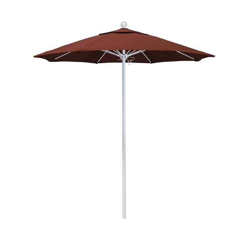 California Umbrella Venture 7.5' White Market Umbrella in Terracotta