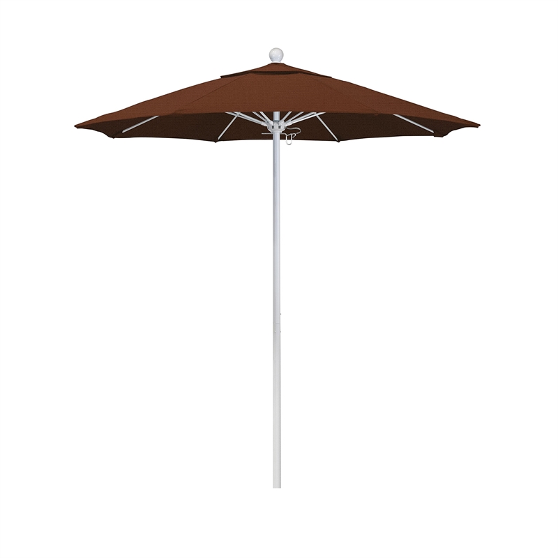 California Umbrella Venture 7.5' White Market Umbrella in Terracotta