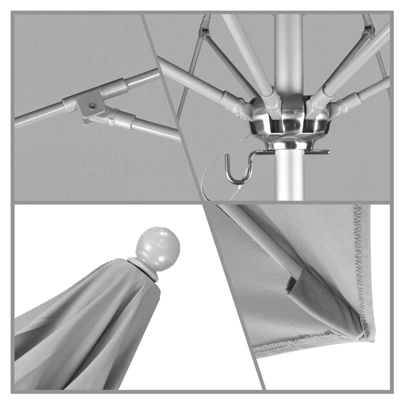 California Umbrella Venture 9' Silver Market Umbrella in Granite