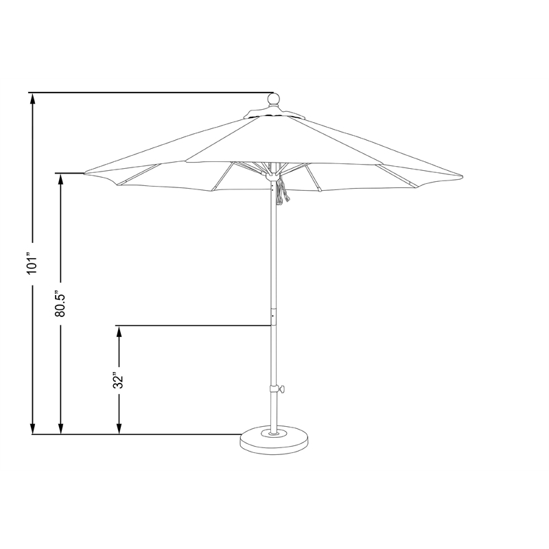 California Umbrella Venture 9' Silver Market Umbrella in Black