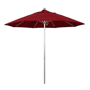 California Umbrella Venture 9' Silver Market Umbrella in Red