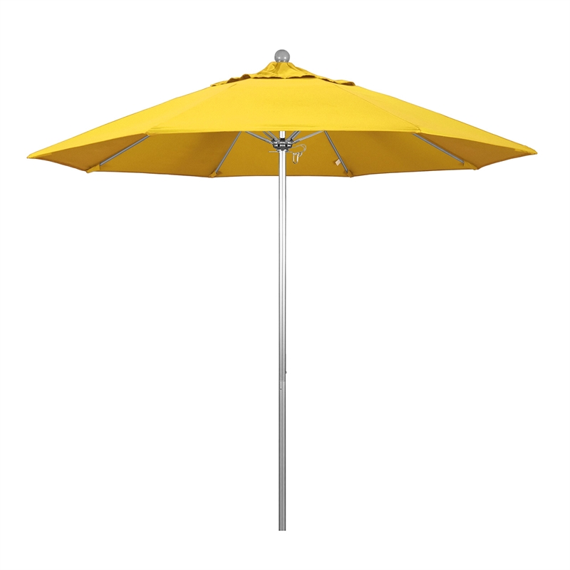 California Umbrella Venture 9' Silver Market Umbrella in Lemon