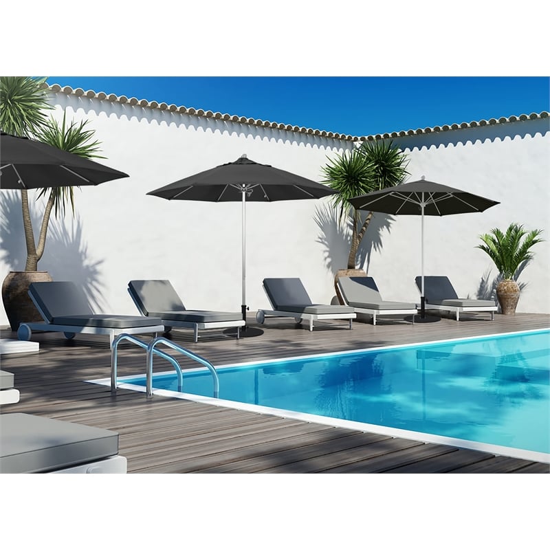 California Umbrella Venture 9' Silver Market Umbrella in Black