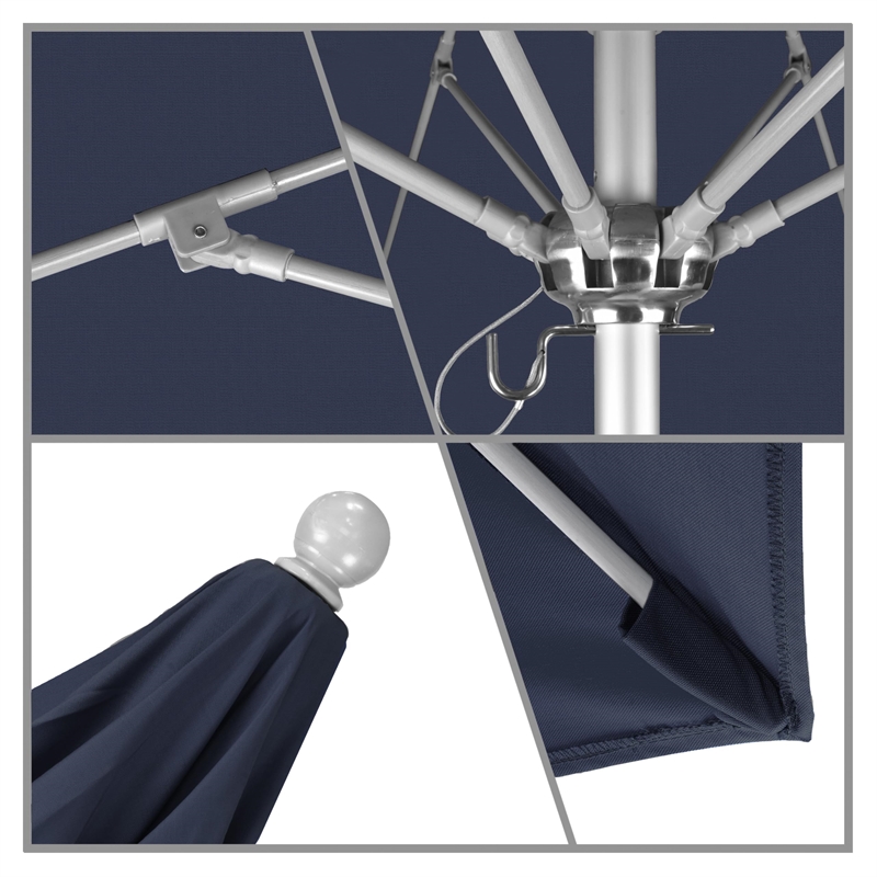 California Umbrella Venture 9' Silver Market Umbrella in Navy Blue