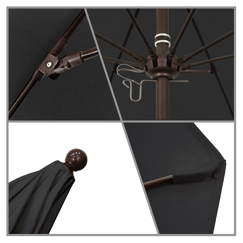 California Umbrella Venture 9' Bronze Market Umbrella in Black