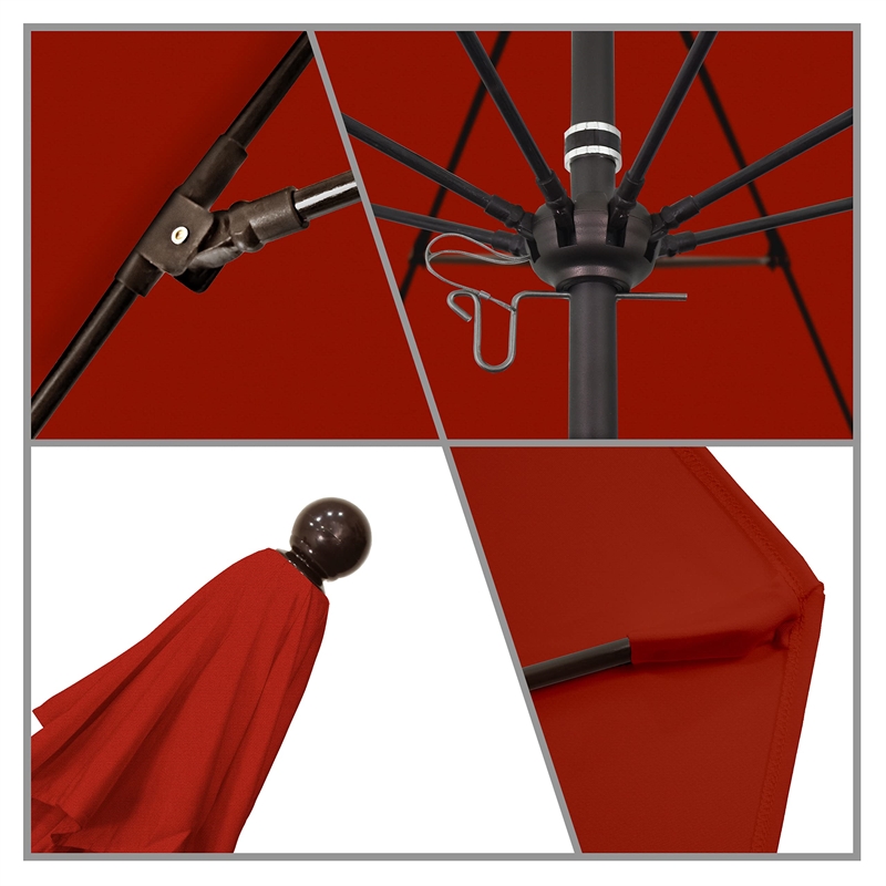 California Umbrella Venture 9' Bronze Market Umbrella in Red