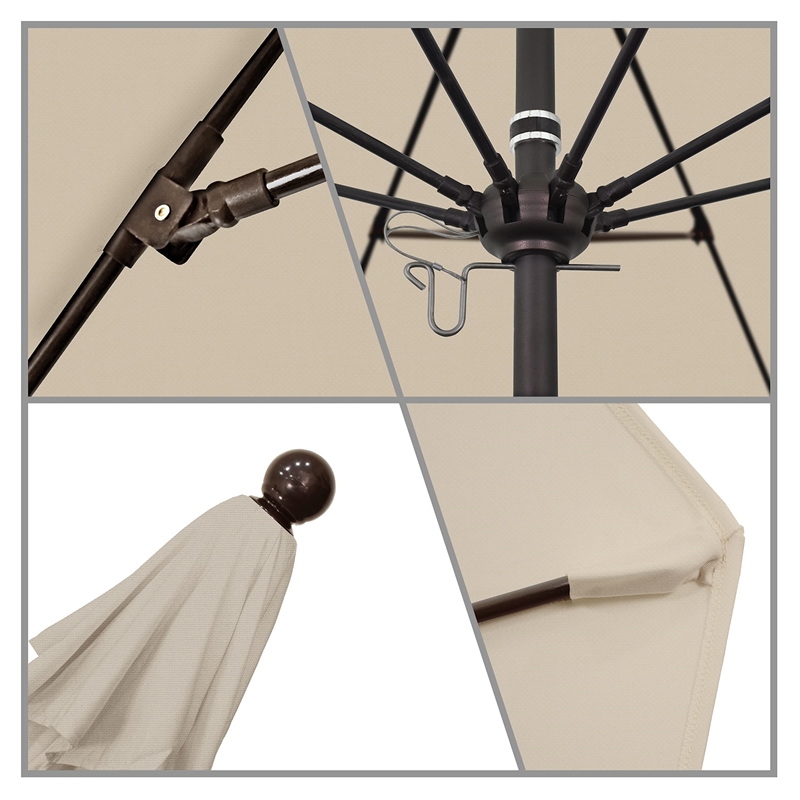 California Umbrella Venture 9' Bronze Market Umbrella in Beige