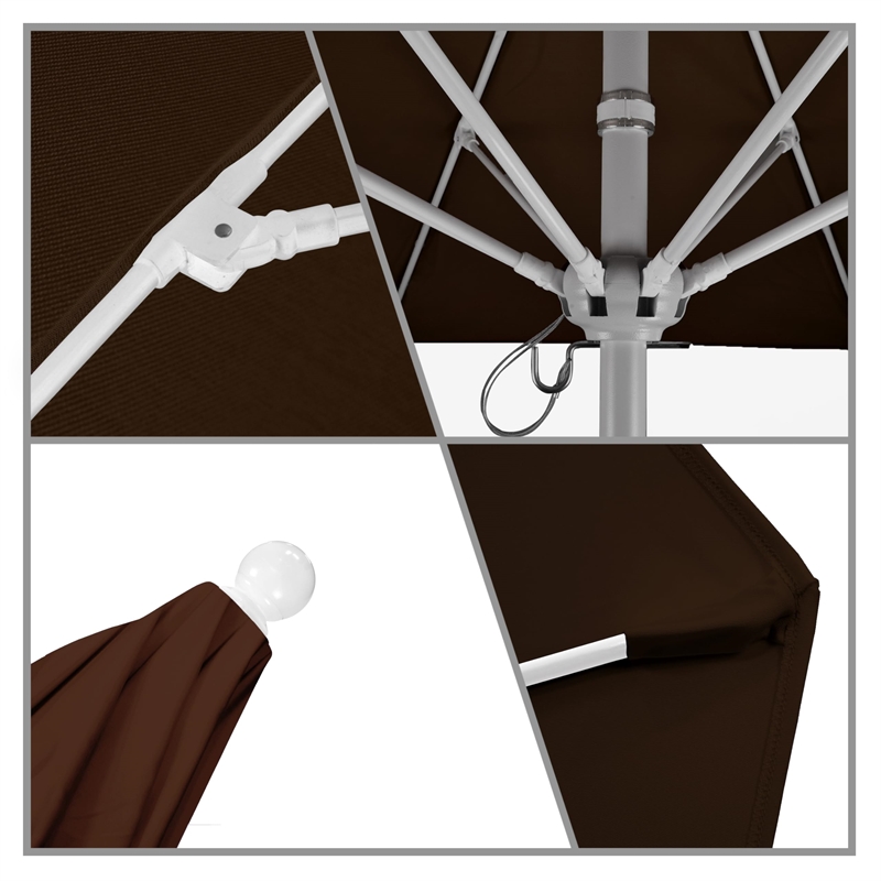 California Umbrella Venture 9' White Market Umbrella in Bay Brown