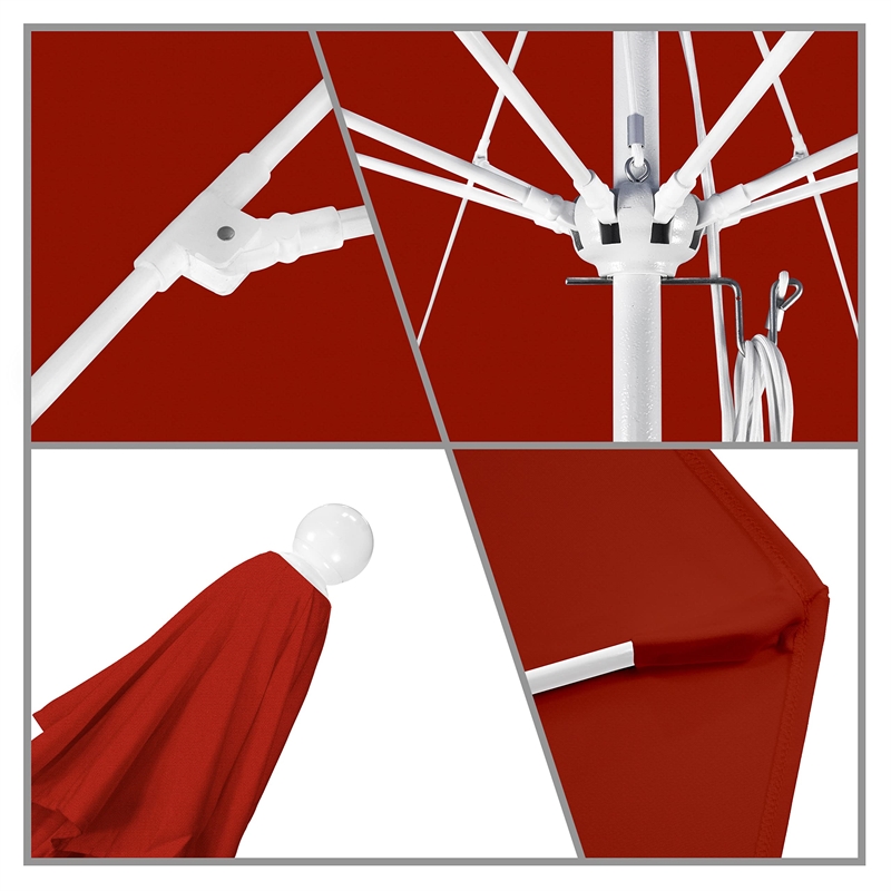 California Umbrella Venture 9' White Market Umbrella in Red
