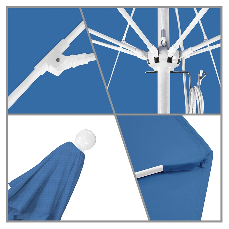 California Umbrella Venture 9' White Market Umbrella in Frost Blue