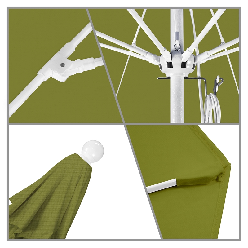 California Umbrella Venture 9' White Market Umbrella in Kiwi