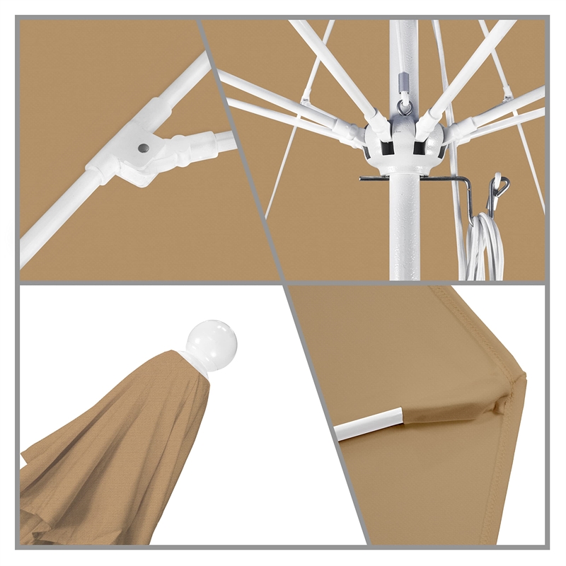 California Umbrella Venture 9' White Market Umbrella in Champagne