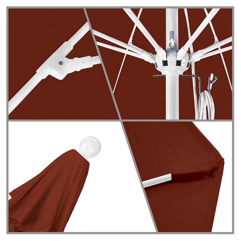 California Umbrella Venture 9' White Market Umbrella in Terracotta