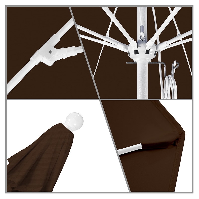California Umbrella Venture 9' White Market Umbrella in Teak