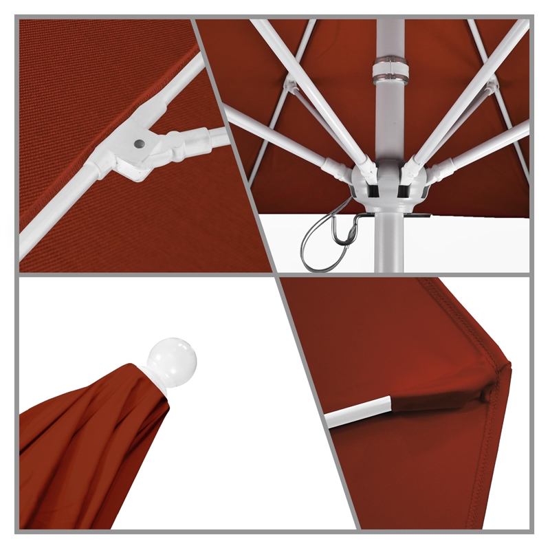California Umbrella Venture 9' White Market Umbrella in Brick