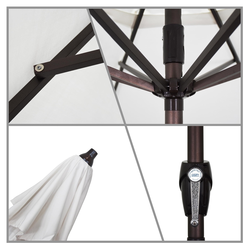 Casa 9' Auto Tilt Crank Lift Aluminum Patio Umbrella in Olefin White Fabric