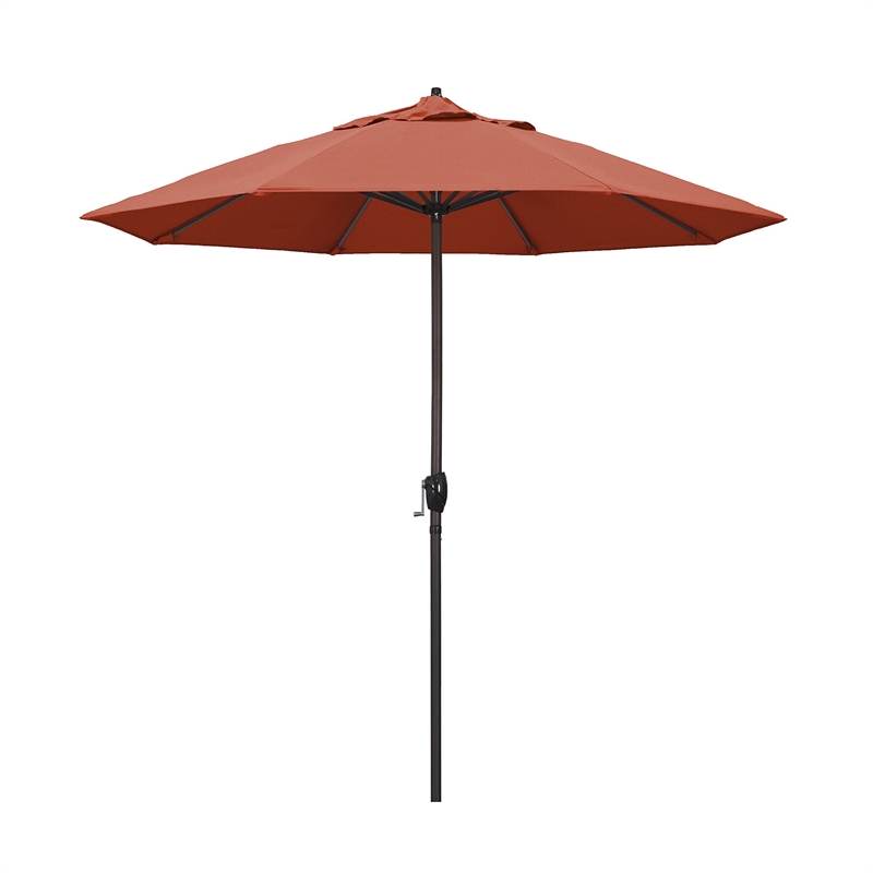 California Umbrella 9' Casa Olefin Tilt Crank Lift Patio Umbrella in Terracotta