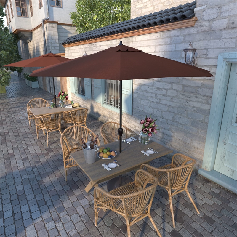 California Umbrella 9' Casa Olefin Tilt Crank Lift Patio Umbrella in Terracotta