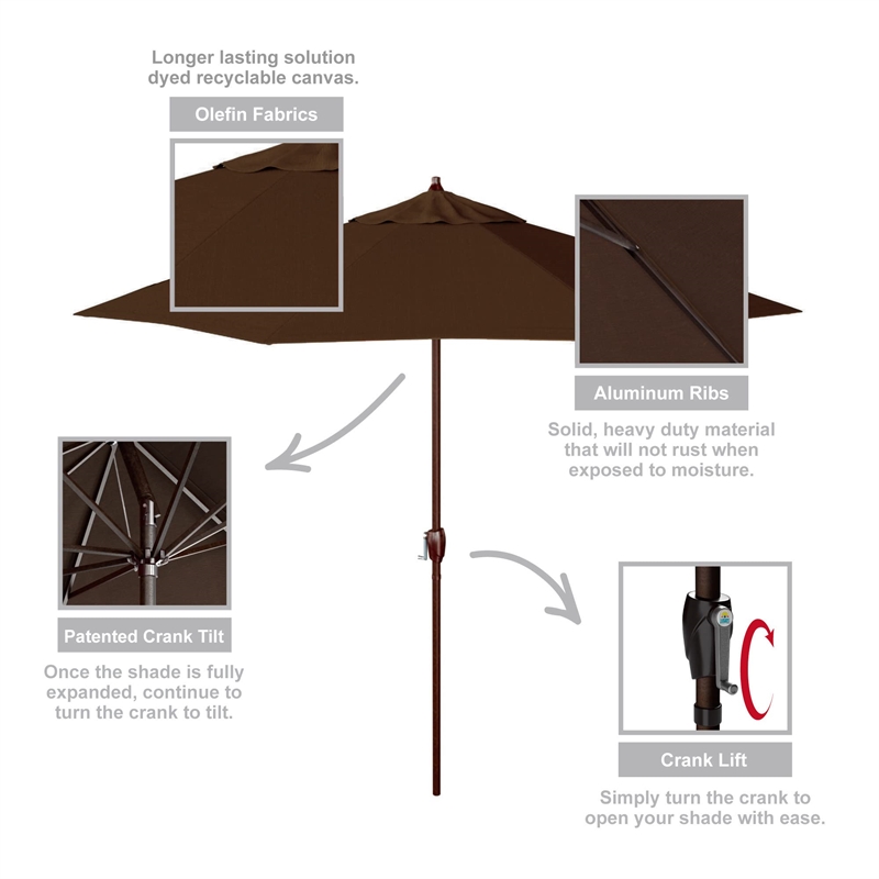 California Umbrella 9' Casa Olefin Tilt Crank Lift Patio Umbrella in Teak