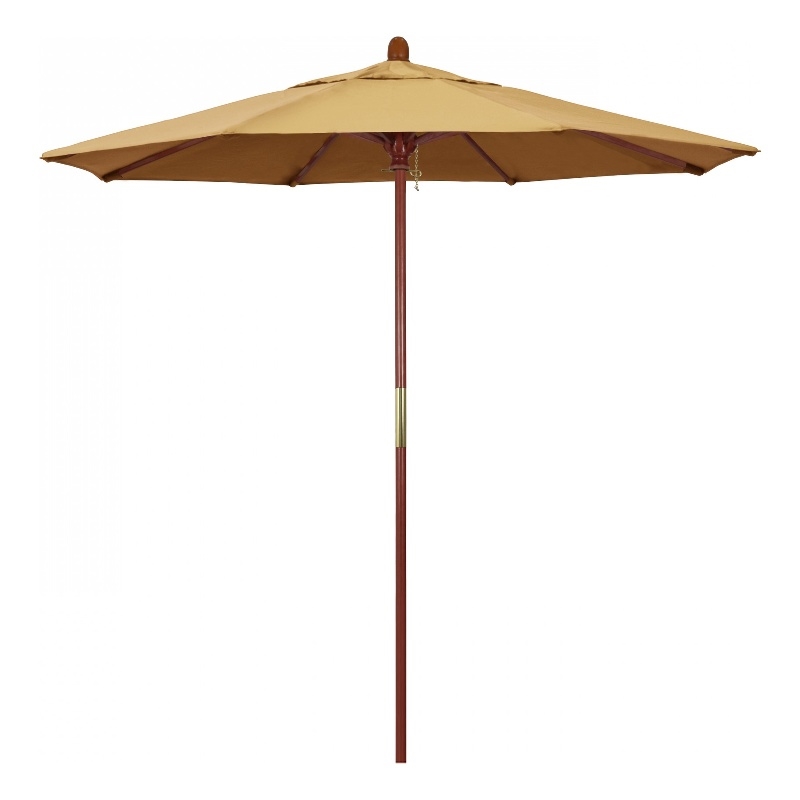 California Umbrella 7.5' Grove Series Patio Umbrella With Wood Pole Hardwood Ribs  Push Lift With Sunbrella 1A Wheat Fabric
