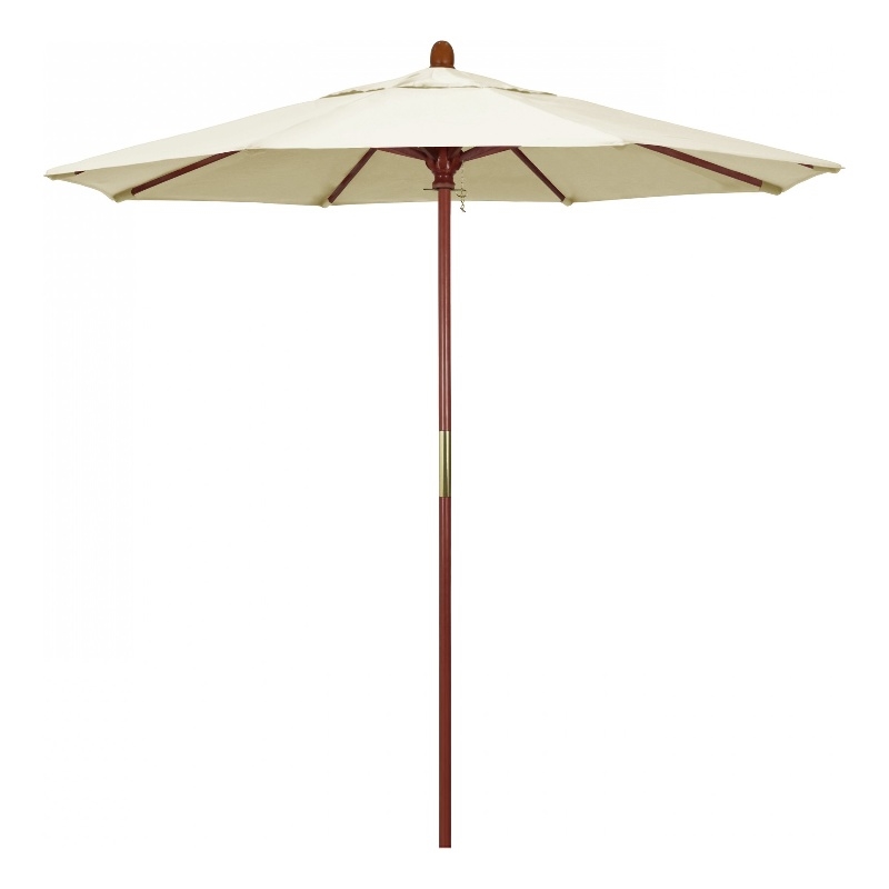 California Umbrella 7.5' Grove Series Patio Umbrella With Wood Pole Hardwood Ribs  Push Lift With Sunbrella 1A Canvas Fabric