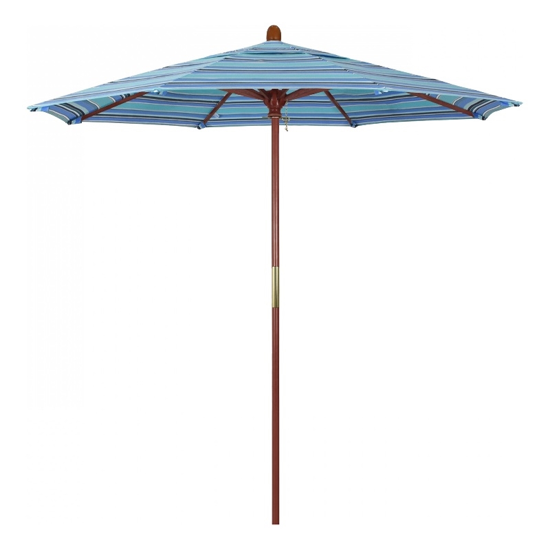 California Umbrella 7.5' Grove Series Patio Umbrella With Wood Pole Hardwood Ribs  Push Lift With Sunbrella 1A Dolce Oasis Fabric