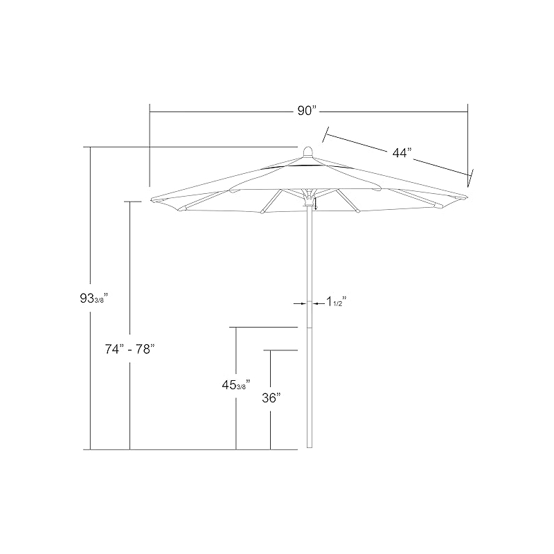 California Umbrella 7.5' Grove Series Patio Umbrella in Hunter Green Fabric