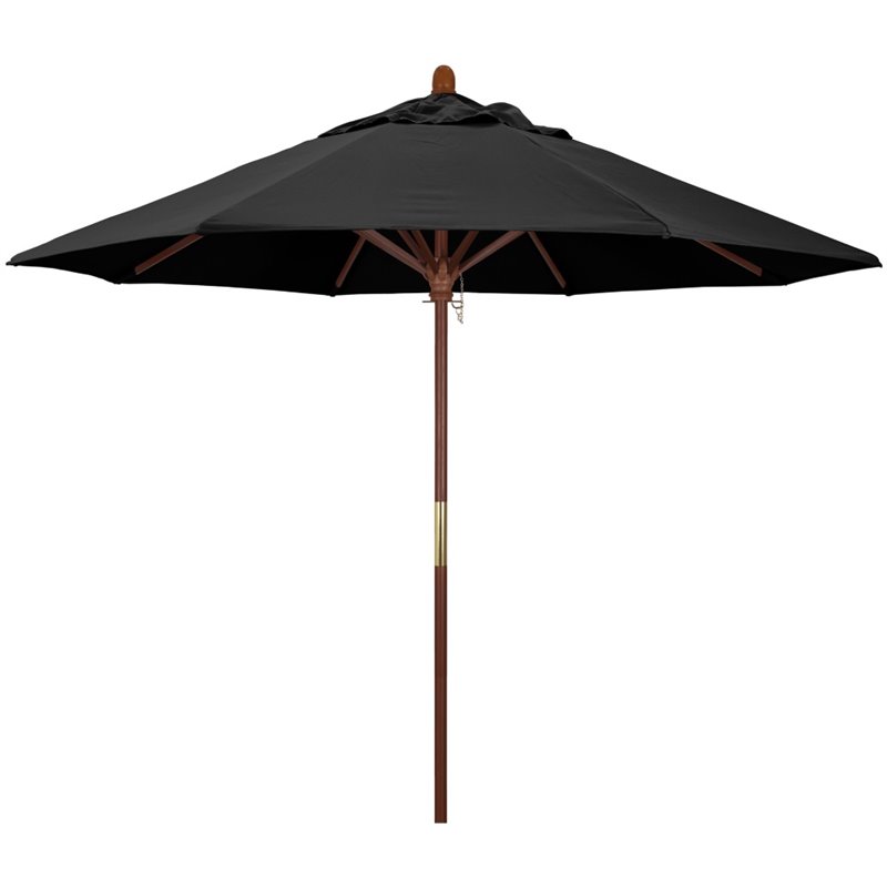 California Umbrella 9' Grove Olefin Push Lift Patio Umbrella in Black