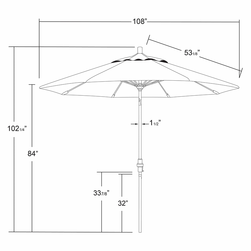 California Umbrella 9' Patio Umbrella in White