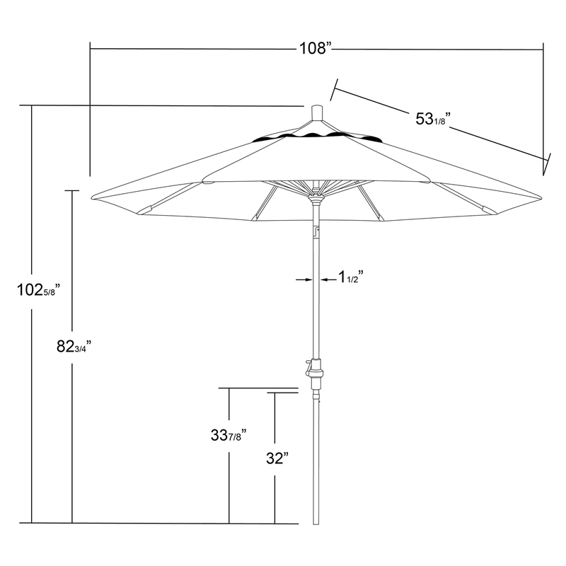 California Umbrella 9' Patio Umbrella in Hunter Green