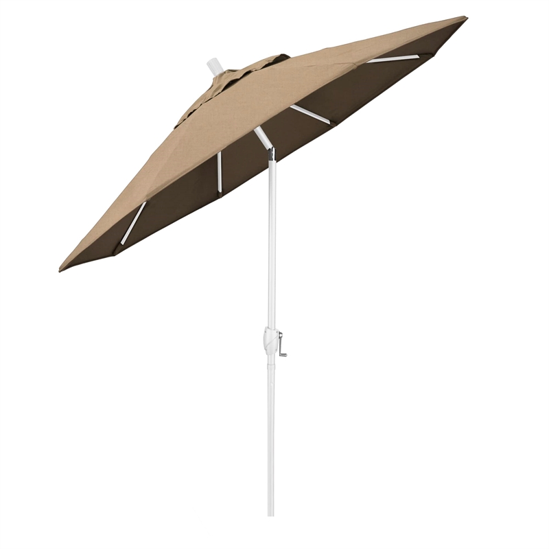 California Umbrella 7.5' Patio Umbrella in Sun brella Heather Beige/Matted White