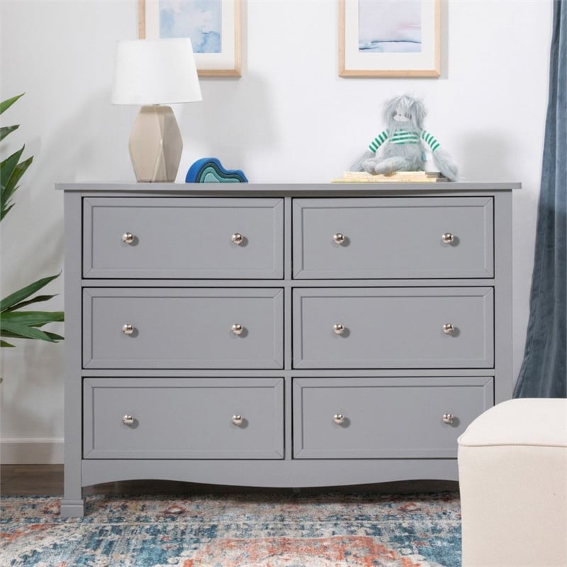 DaVinci Kalani 6 Drawer Double Wide Dresser in Gray