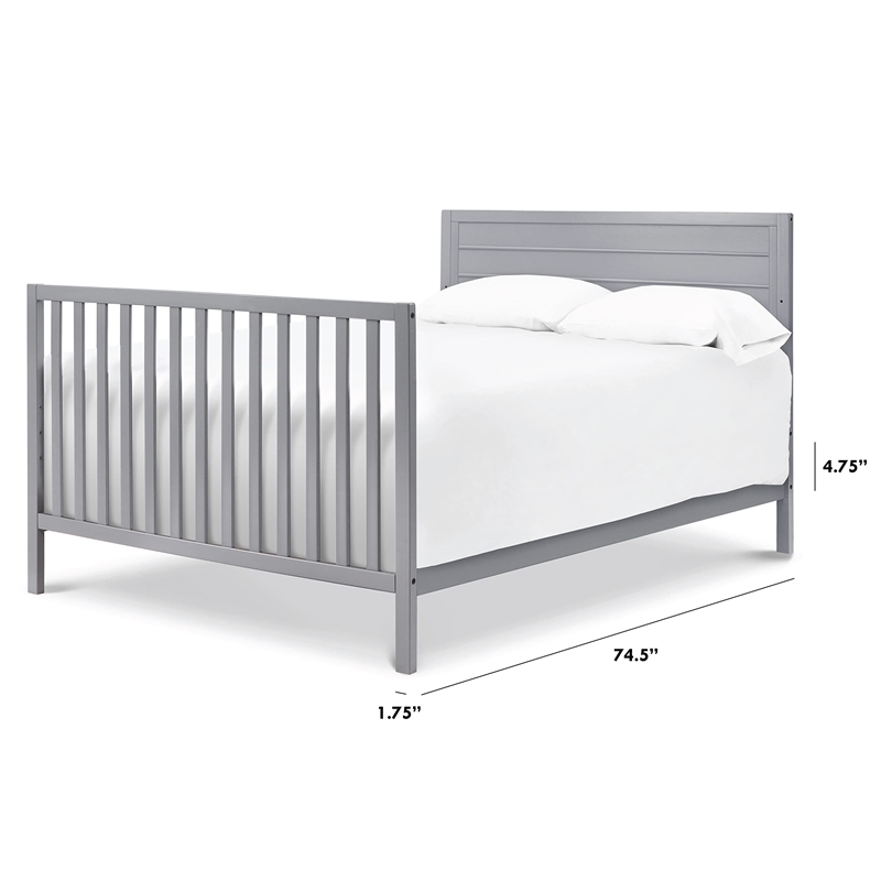 DaVinci Hidden Hardware Twin-Full Size Bed Conversion Kit in Gray