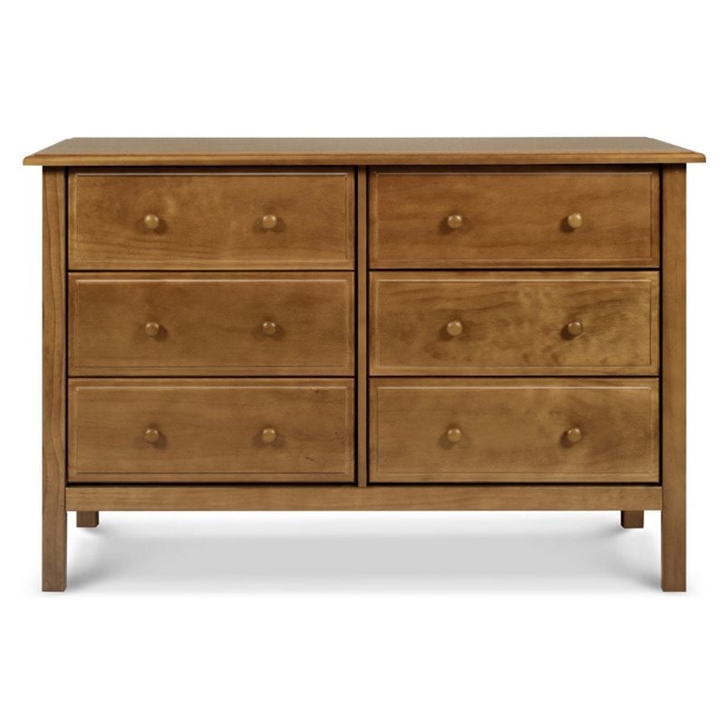 DaVinci Jayden Wooden 6-Drawer Double Wide Dresser in Chestnut Brown