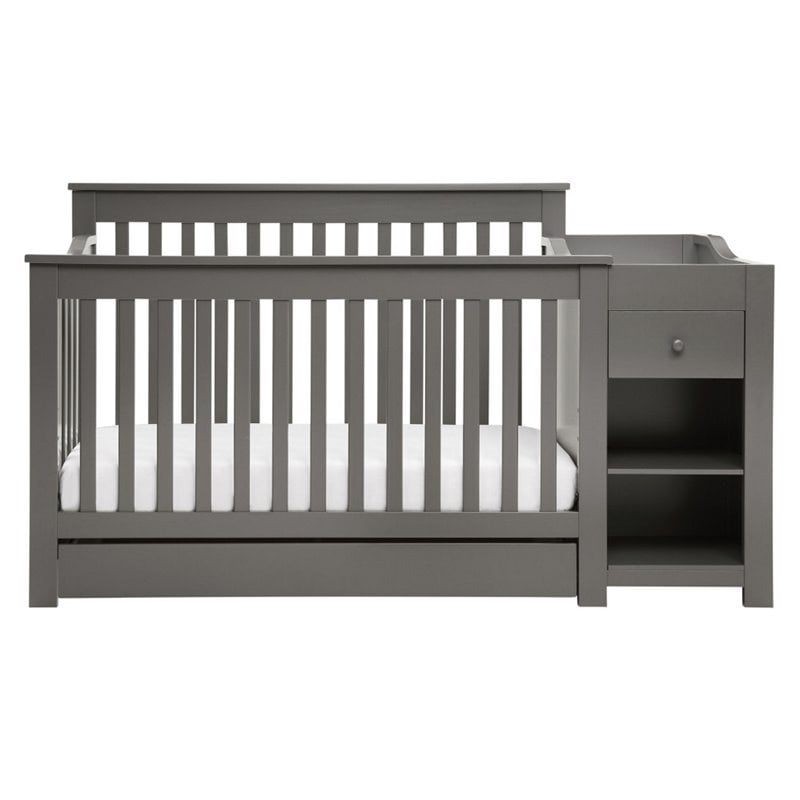 DaVinci Piedmont 4-in-1 Pine Wood Crib and Changer Combo in Slate