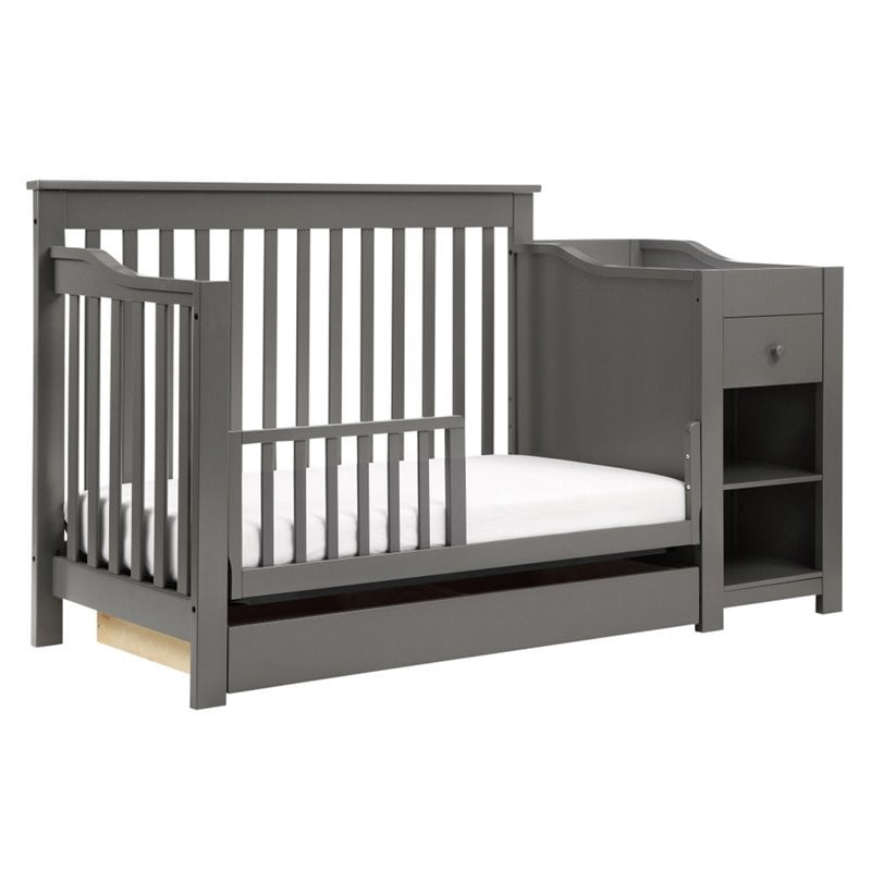 DaVinci Piedmont 4-in-1 Pine Wood Crib and Changer Combo in Slate