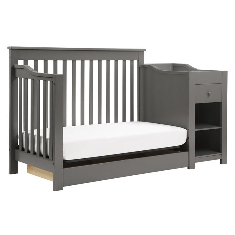 DaVinci Piedmont 4-in-1 Pine Wood Crib and Changer Combo in Slate