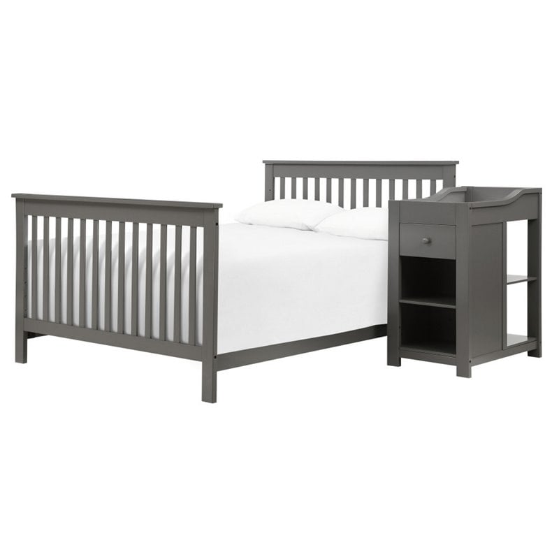DaVinci Piedmont 4-in-1 Pine Wood Crib and Changer Combo in Slate