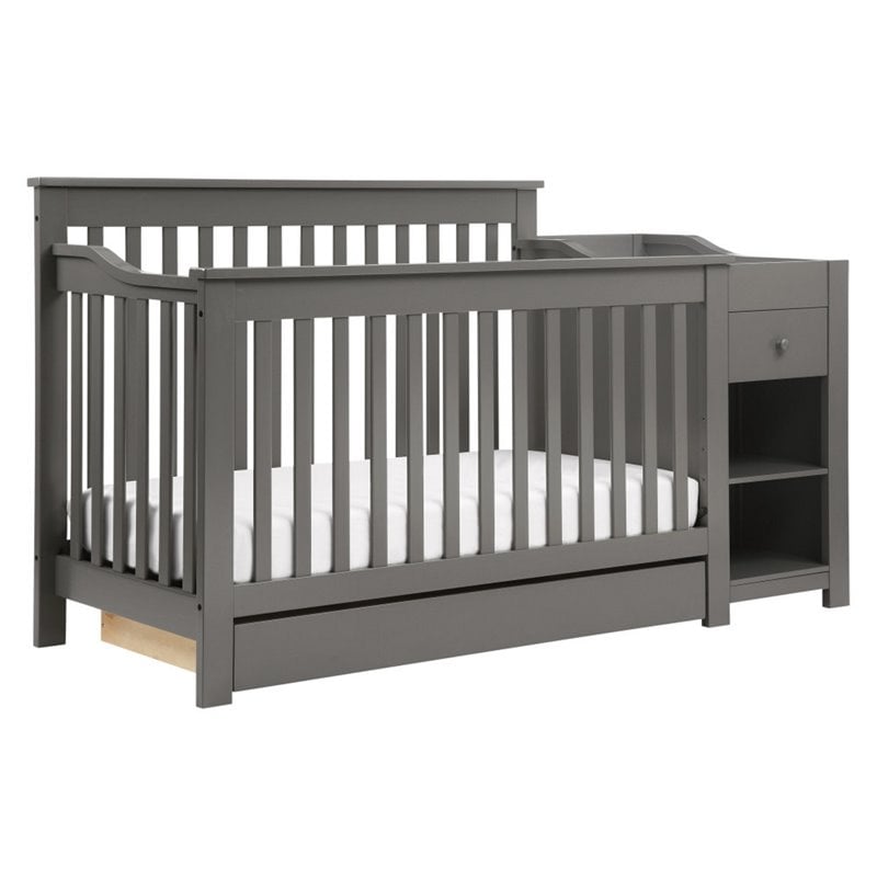 DaVinci Piedmont 4-in-1 Pine Wood Crib and Changer Combo in Slate