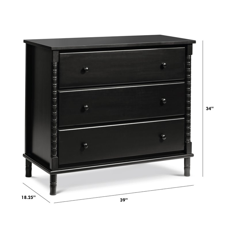 DaVinci Jenny Lind 3-Drawer Spindle Baby Dresser in Ebony