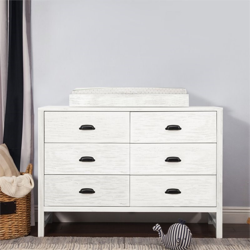 DaVinci Fairway 6-Drawers Pine Wood Double Dresser in Cottage White