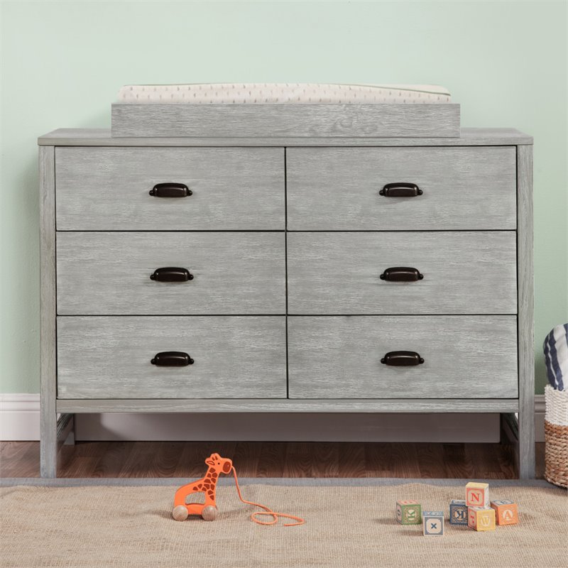 DaVinci Fairway 6-Drawer Pine Wood Double Dresser in Cottage Gray