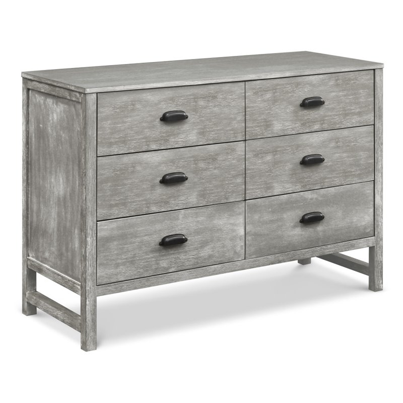 DaVinci Fairway 6-Drawer Pine Wood Double Dresser in Cottage Gray